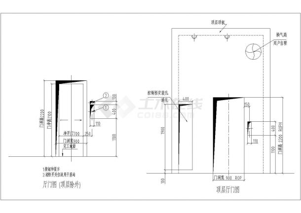 OTIS无机房电梯设计参考CAD详图-图二