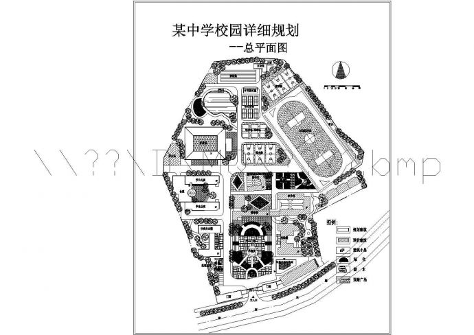 某地区校园规划总平面图CAD图纸_图1