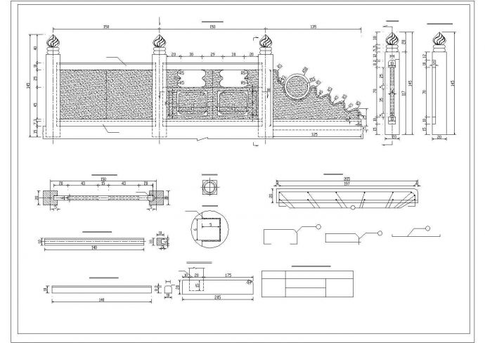 经典汉白玉栏杆设计CAD详图_图1