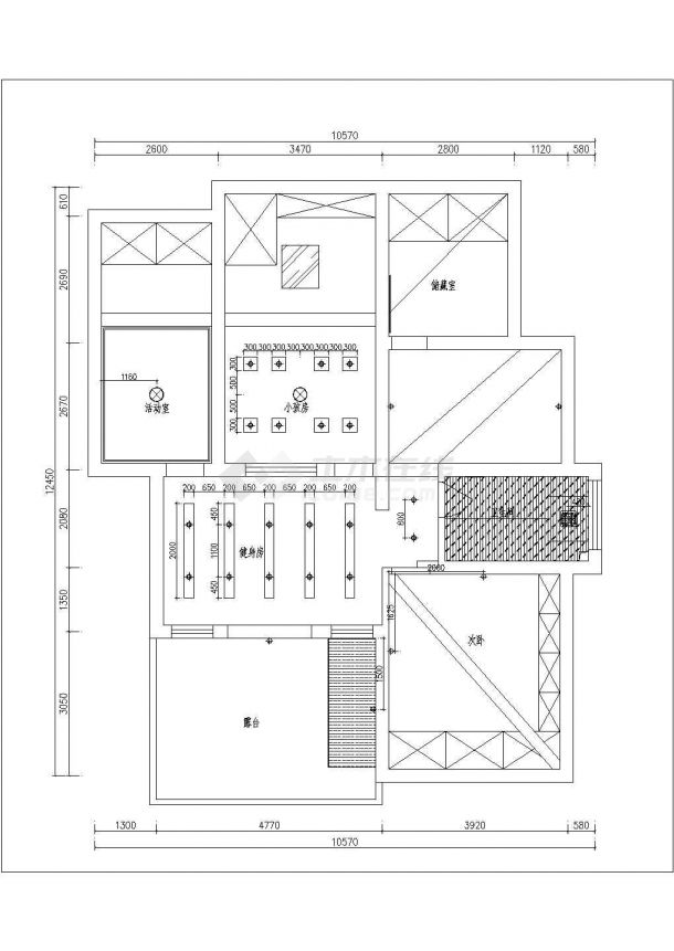 别墅室内装修平面设计cad施工图-图二