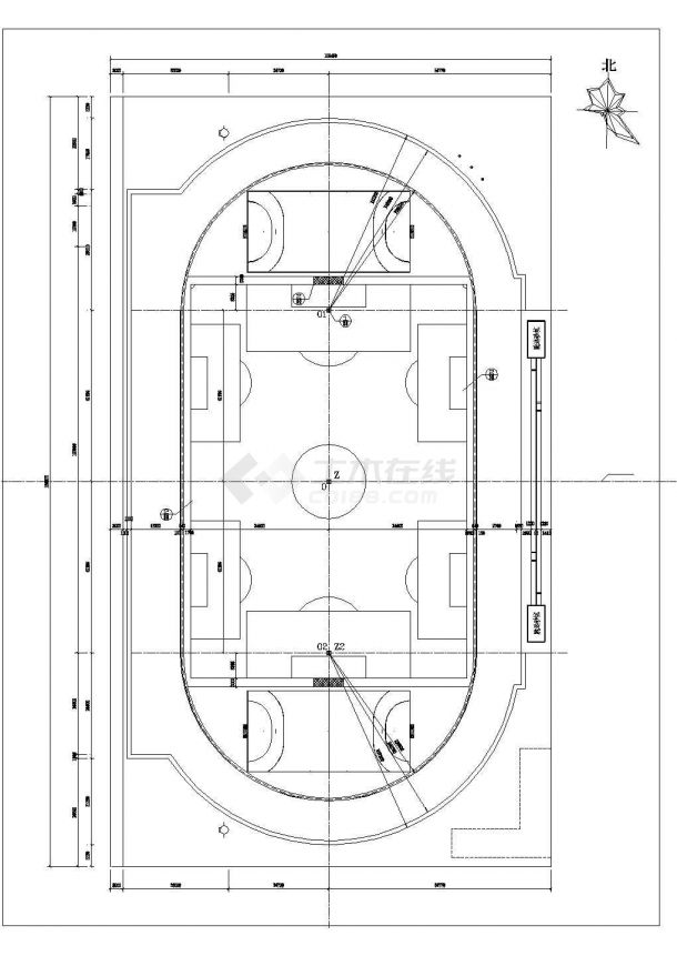 某学校运动场设计CAD施工图-图一