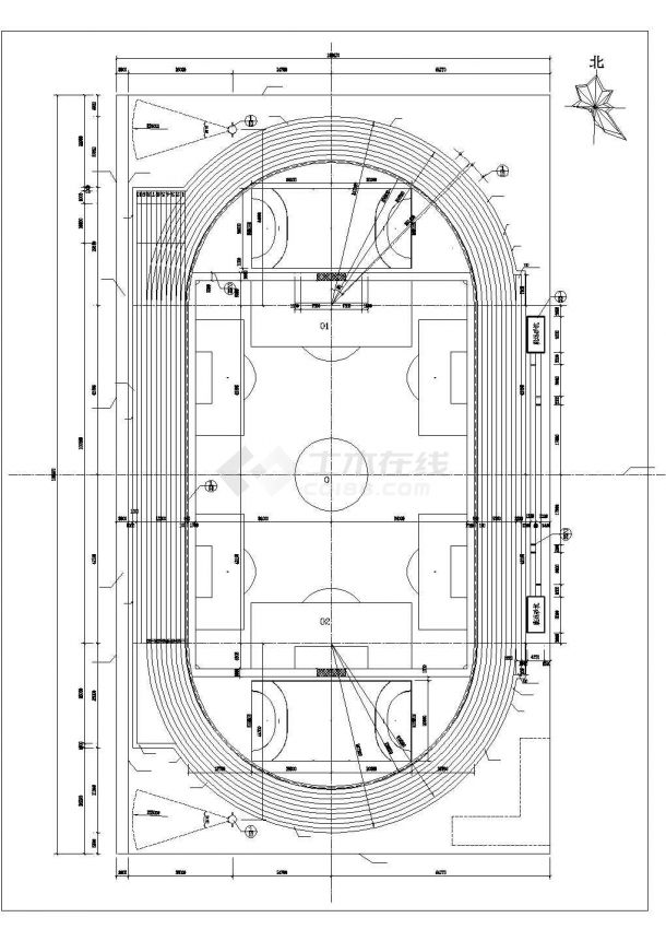某学校运动场设计CAD施工图-图二