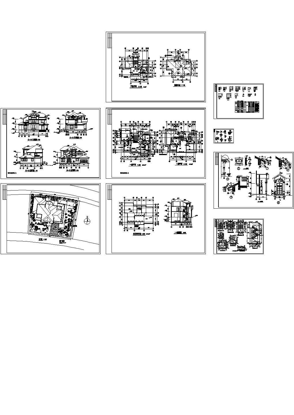 东阳别墅建筑施工装修设计CAD全套图纸