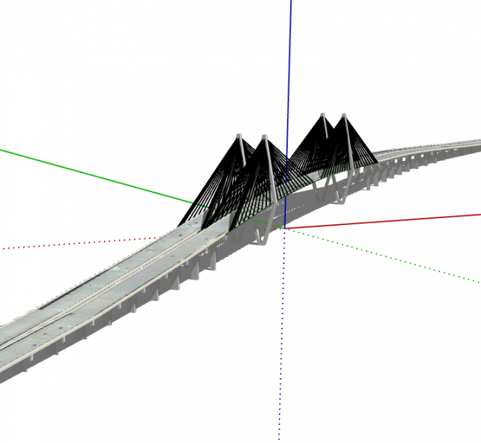 大型多塔式琴弦斜拉桥梁su模型_图1