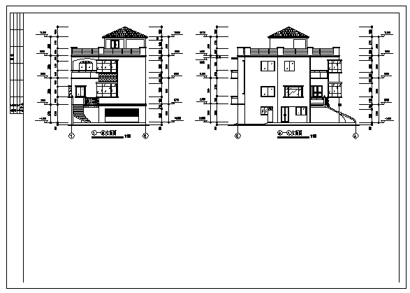 某三层经典别墅建筑施工cad图_含三套别墅方案设计图_图1