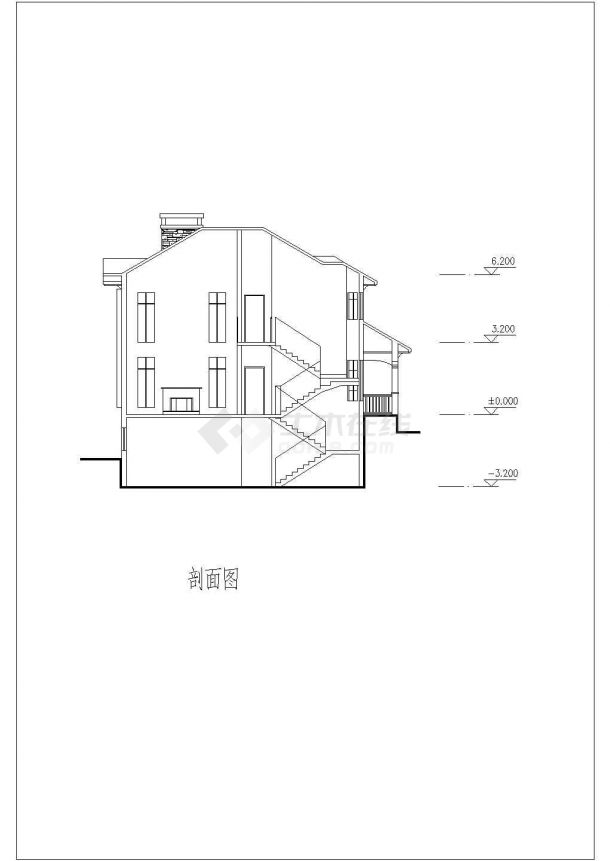别墅设计_两层带地下室欧风别墅设计图-图一