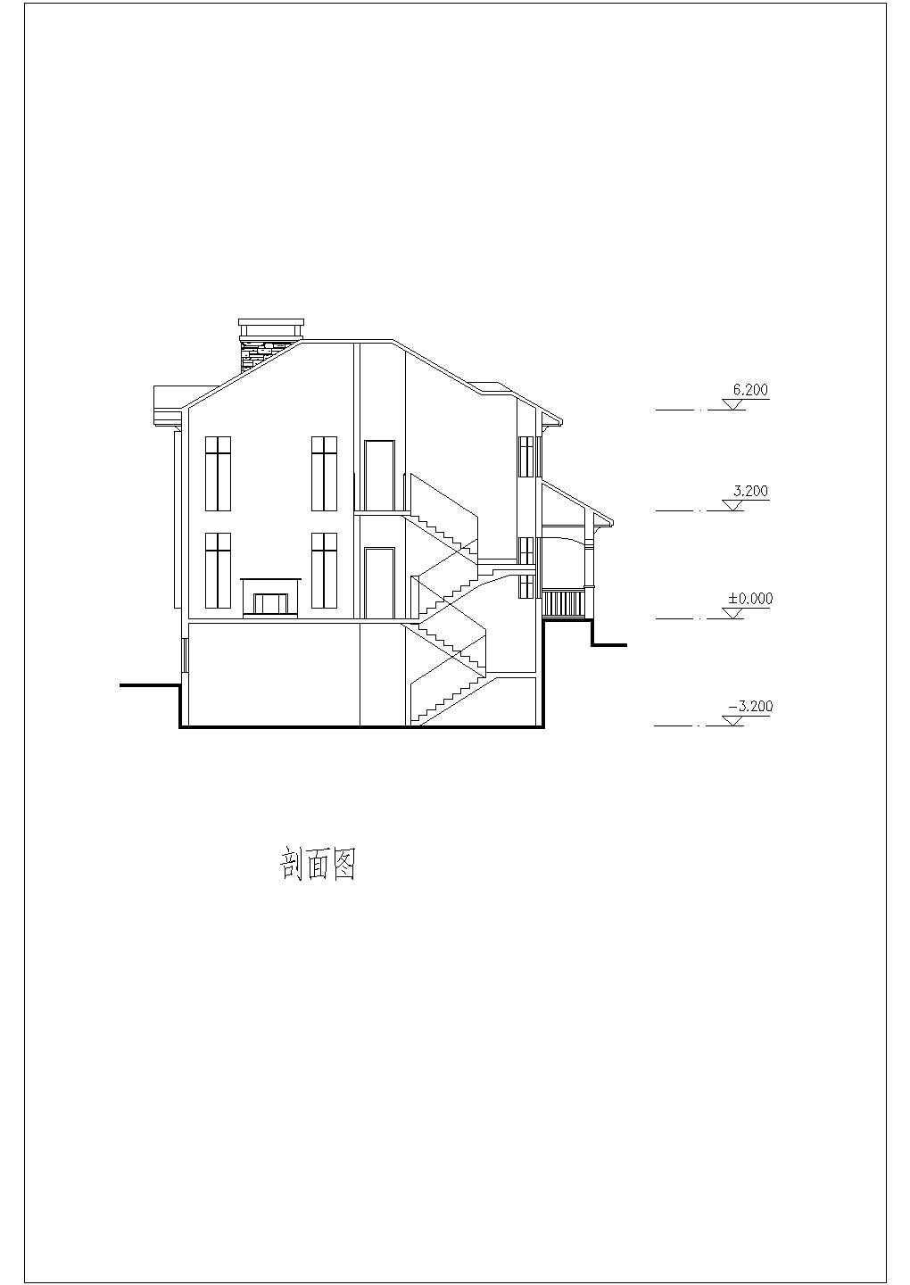 别墅设计_两层带地下室欧风别墅设计图