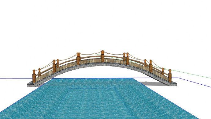 现代化新中式景观拱桥su模型_图1