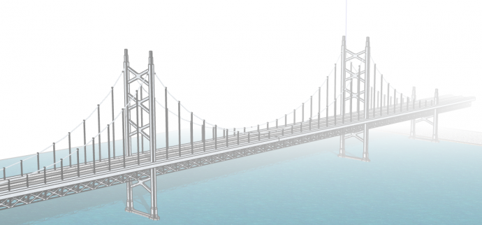 大型刚性现代化悬索桥su模型_图1