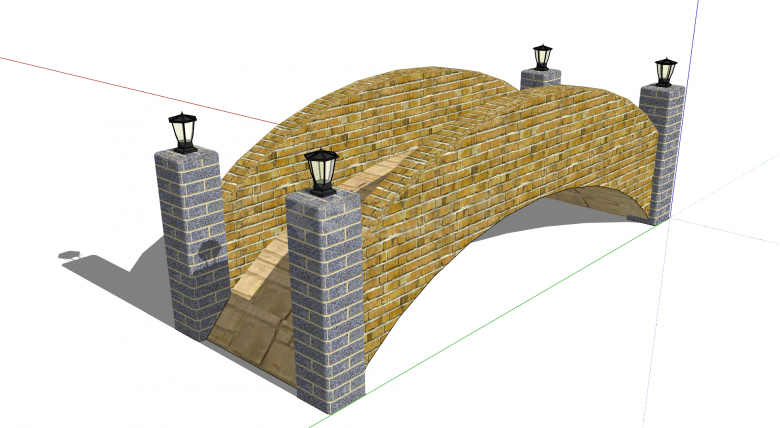 北欧小型景观拱桥su模型-图一