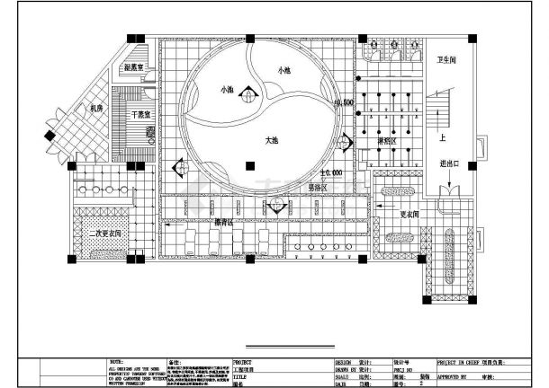 某大型休闲浴室CAD室内装修设计施工-图二