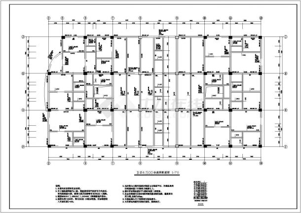 长63.54米 宽43.5米 8层框架住宅结构施工图-图二