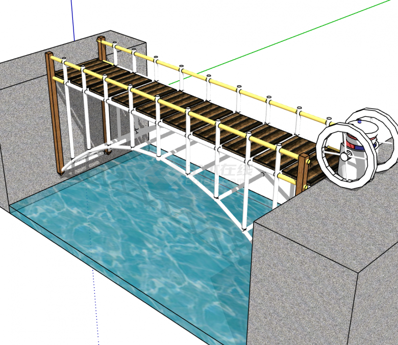小型木加钢结构桥梁su模型-图二