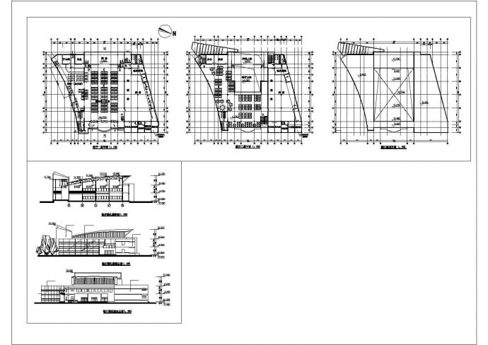 星星中学食堂二层餐厅设计建筑施工cad图，共六张_图1