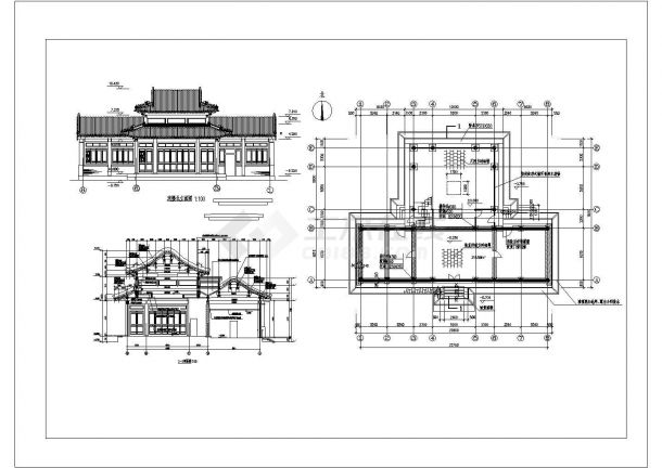 黄冈市仿古建筑精细设计CAD图纸-图一