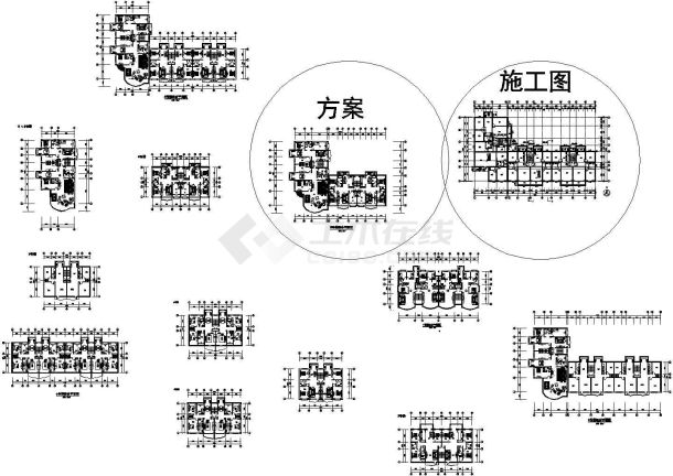 某高档小区现代风格六栋住宅建筑设计方案施工CAD图-图一