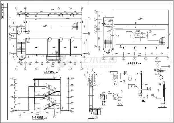 某二层食堂建筑CAD施工图（节点详细）-图一