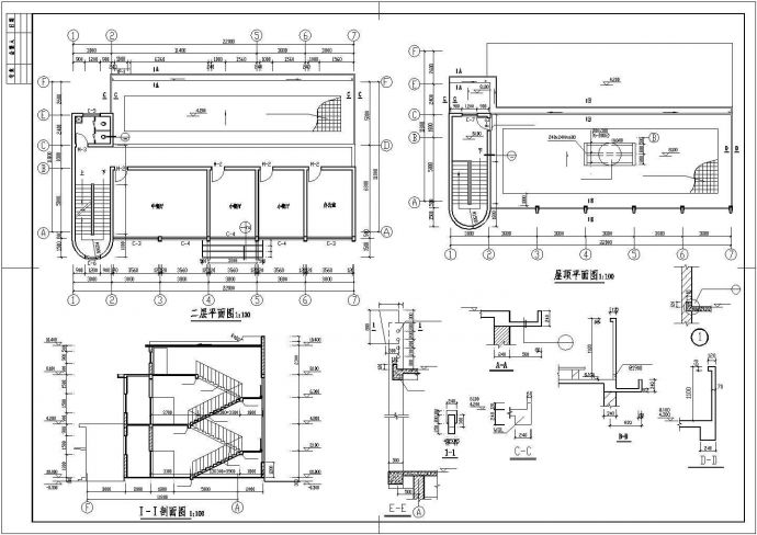 某二层食堂建筑CAD施工图（节点详细）_图1