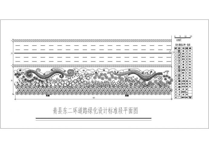 青县东二环道路绿化设计标准段平面图_图1