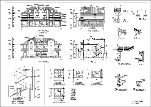 某二层联体别墅建筑设计方案图-图二