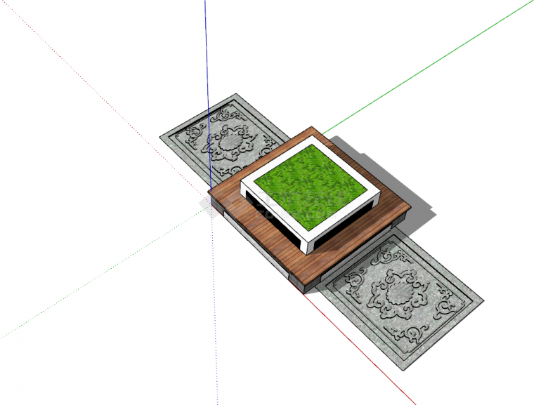 家庭院子方形树池SU模型设计-图二