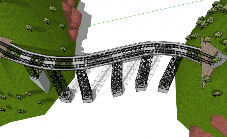 超高简约钢架铁路桥su模型-图二