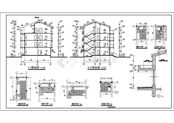 大同农民拆迁安置小区排屋建筑设计全套施工cad图-图二