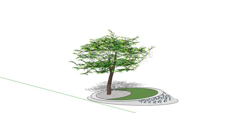 中式石砌创意树池su模型-图一