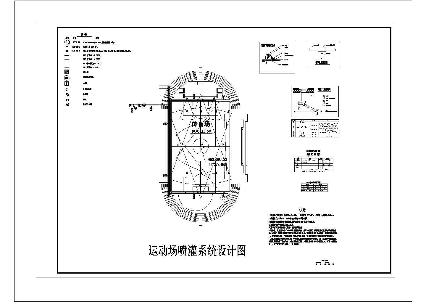 标准足球场灌溉设计CAD详图
