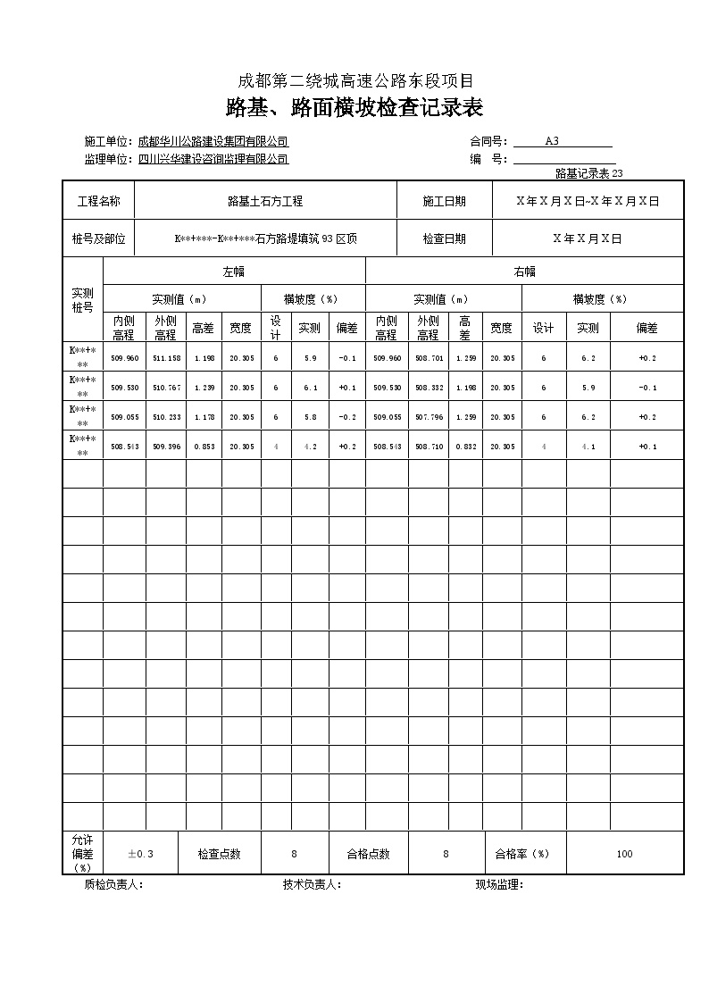 公路工程路基、路面横坡度检查记录表.doc-图一