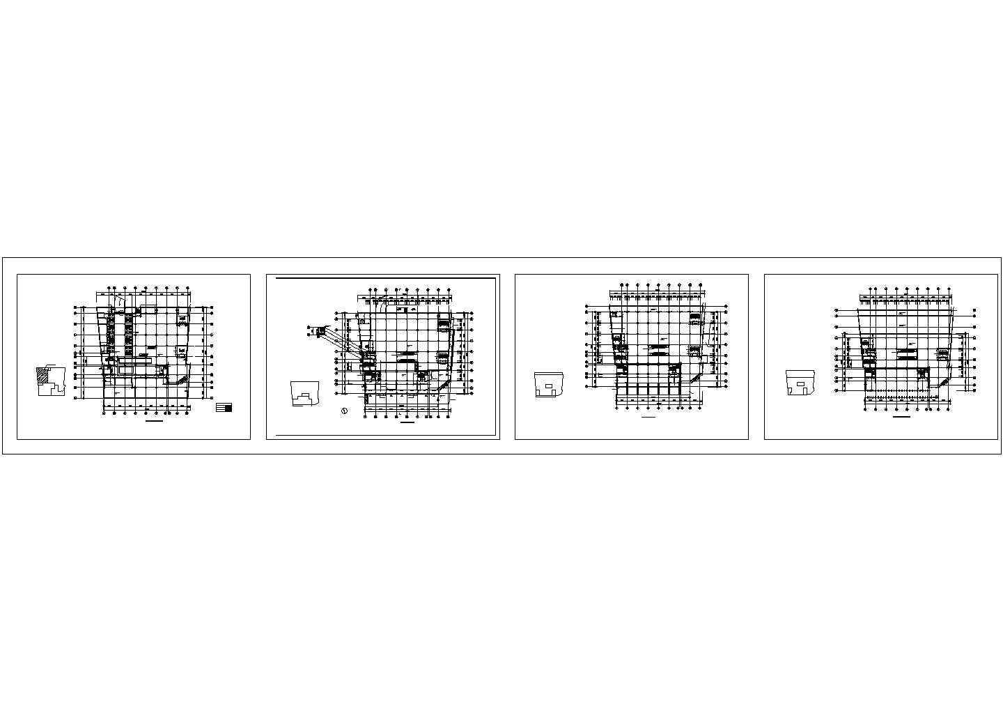 某功能复杂的综合商业办公楼CAD框架结构设计施工图