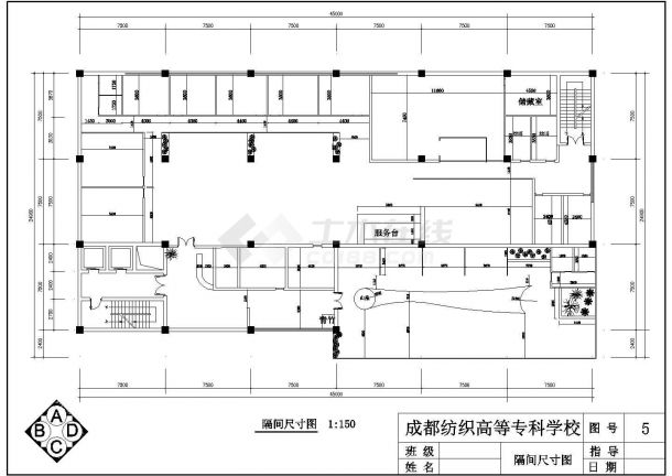 某古典风格中餐厅CAD室内设计装修图-图二