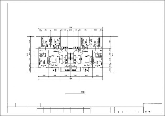 某地连排别墅建筑设计CAD图纸（共3张）_图1