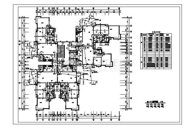 高层住房楼建筑CAD平面设计图-图二