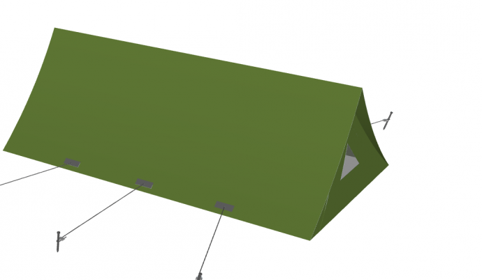小型传统军绿色帐篷su模型_图1