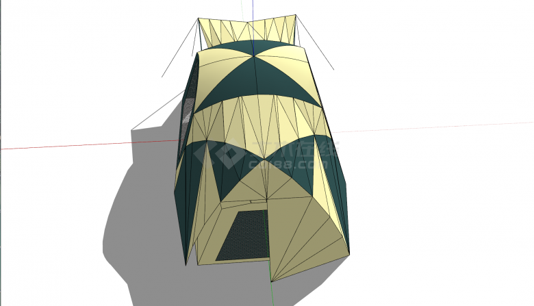 带活动区域的夏季帐篷su模型-图二