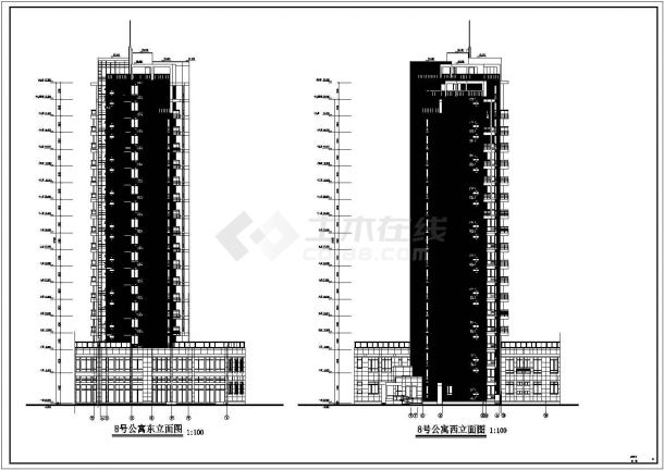 某地一栋整套高层公寓住宅建筑设计cad施工图(含施工说明及工程做法)-图二