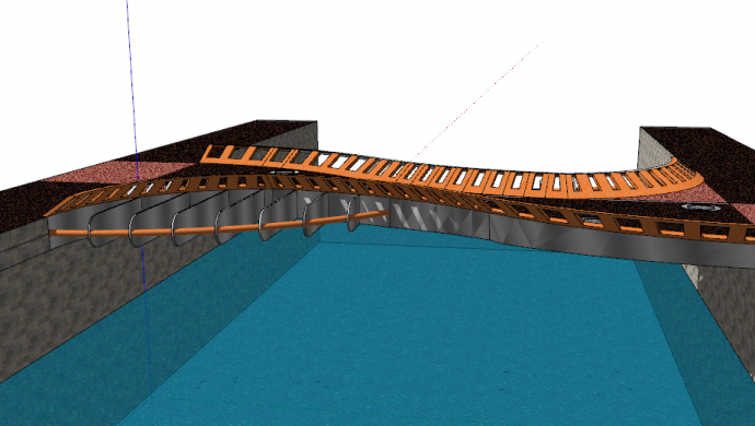 北欧X型螺旋曲型行人步行桥梁su模型_图1