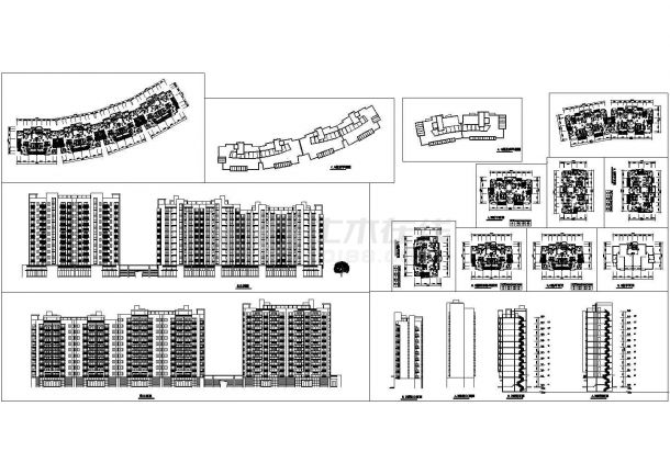 某高档现代风格高层住宅建筑设计施工平立面CAD图-图一