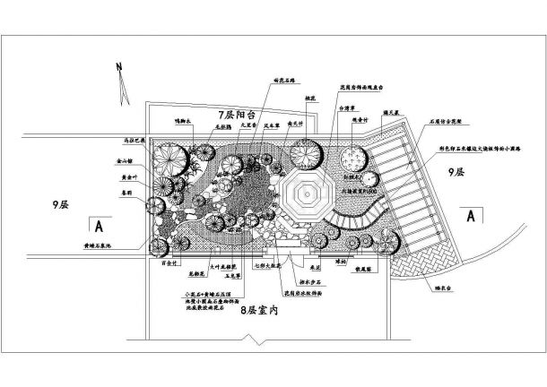 某住宅楼顶私家花园CAD施工详图-图二