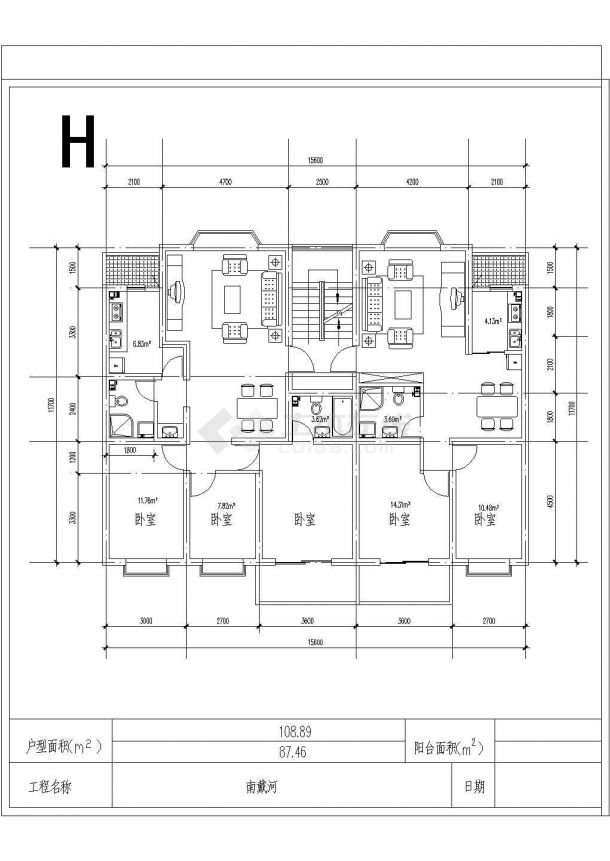10种楼房户型建筑施工CAD图-图一