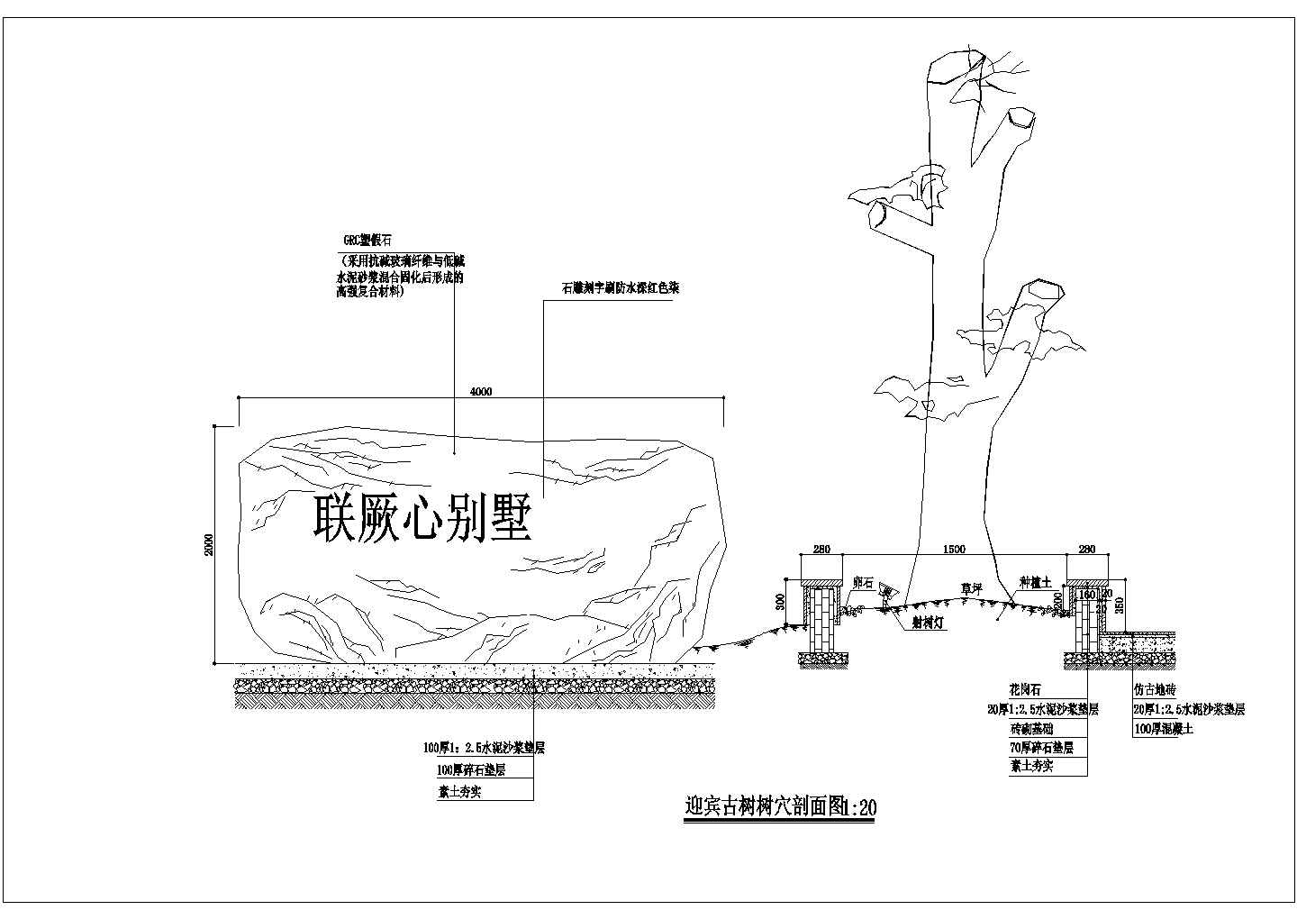 迎宾古树树穴CAD剖面图