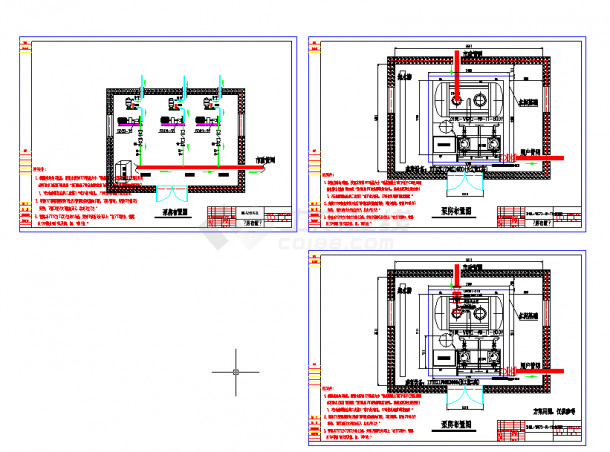 五套常用cad泵房布置图纸-图一