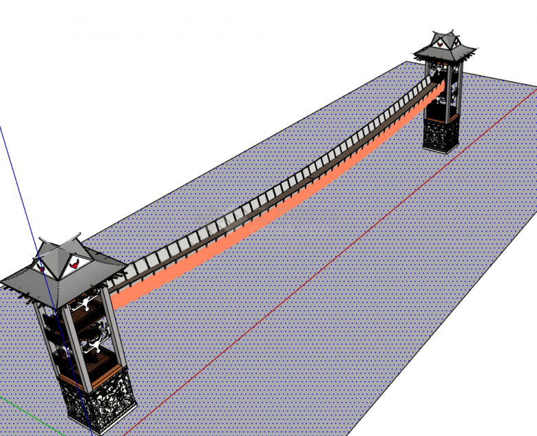设计新颖景区悬索桥的SU模型-图二