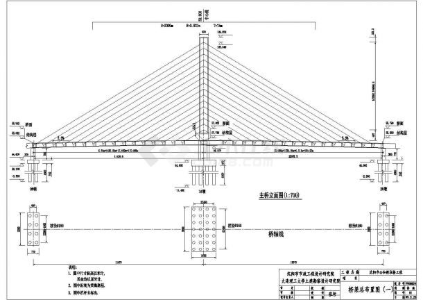 某沈阳市公和斜拉桥(独塔114+120)CAD结构设计图纸-图一
