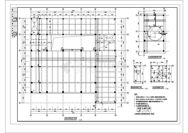 3层框架办公楼结构平面设计cad图-图一