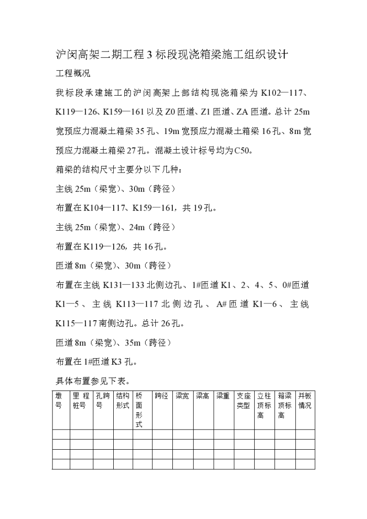 沪闵高架二期工程现浇箱梁详细施工组织设计方案-图一