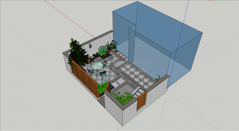 自带花园庭院的小型住宅su模型-图二