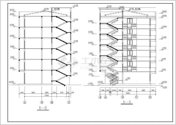 某城市多层框架结构商业住宅楼建筑设计结构CAD资料-图二