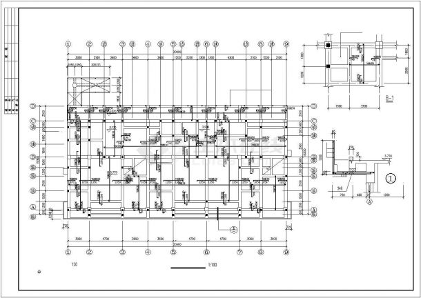 某城市多层框架结构私人住宅楼建筑设计结构CAD资料-图一